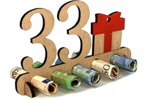 ‎GIFTOTA Giftota - 33. Geburtstag Geldgeschenk Holz - Geschenk zum 33.Geburtstag - Geburtstag Jubiläum - Geschenke aus Holz - Geschenke für Freunde, Familie