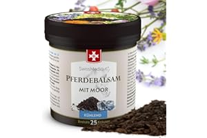 SwissMedicus - balsamo per cavalli - con raffreddamento della palude 250 ml - unguento per cavalli - gel da massaggio rinfrescante per schiena e articolazioni, torba e 25 erbe