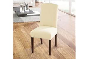 ‎GRANBEST Granbest Hohe Dehnung Stuhlhussen, Universelle Passform Jacquard Esszimmerstühle Bezüge, Abnehmbare Stuhl Protektors für Esszimmer, Küche, Restaurant und Hotel (Set von 4, Hellbeige)