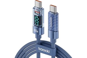 toocki Kabel USB C na USB C, 100 W, 2 m, szybkie ładowanie, z wyświetlaczem LED, nylonowy kabel USB C PD QC5.0 do iPhone’a 16/16 Pro / 16 Pro Max, MacBooka Pro/Air, iPada Pro/Air, Galaxy S24/S23