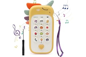 Goorder Jouet Bebe 1 an, Jouets de Téléphone Portable pour Bébé Filles, Smartphone Bebe Enfant avec Lumières et Melodies, Cadeau Éducation Sensorielle Précoce pour 6 9 12 18 Mois Tout-Petits, Jaune