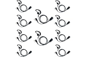 BVMAG Walkie Talkie Earpiece with Mic,G Shape 2 pin Headset for Baofeng UV-5R BF-888S BF-F8HP BF-F9 UV-82 UV-82HP UV-82C Kenwood TK-2107 TK-3107 Retevis H777 RT7 RT21 Two Way Radio,10 Pack