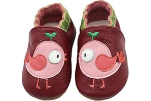 Henagehde Chaussons Cuir Souple Bébé Fille Garçon Chaussure Antidérapantes Premiers Pas Chaussons Dessin animé Chaussons Enfants Pantoufles Pré-Marcheurs 0-2 Ans