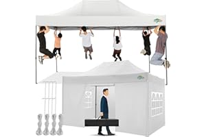 COBIZI Tonnelle de Jardin,Tonnelle Pliante 3x4,5 avec 4 Parois Latérales,Barnum Pliant Tente,Imperméable Anti UV Tonnelle pour Plage Terrasse Camping(3 par 4,5m Blanc)