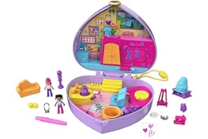 Polly Pocket Starring Shani Art Studio Compact, Micro Shani and Friend Dolls, 5 Reveals, 12 Accessories, Pop and Swap Feature, 4 and Up
