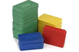 Spesh 40 Pièces Cales Plastique de Reglage 40x60mm Kit Cales de Réglage Jeu de Cale de Vitrage en Plastique pour Porte, Fenêtre - Épaisseurs Disponibles : 1,5, 3, 5, 10 mm