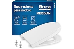 Roca Meridian - Tapa y asiento de Supralit para inodoro compacto con caída amortiguada, tapadera de WC original con ajuste perfecto, recambio de tapa de váter resistente, blanco, A8012AC00B