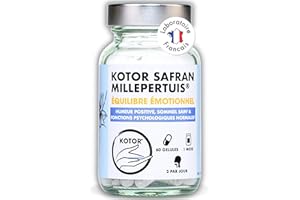 KOTOR PHARMA KOTOR SAFRAN MILLEPERTUIS | Anti Déprime, Baisse de Moral, Trouble de l’Humeur | Millepertuis + Safran + Magnésium Marin + Vitamine B12 & B9 | 60 Gélules | 1 Mois | Produit en France