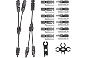 QeeHeng Solaire Panneau Connecteur de Câble Kits, Branche Y de Connecteurs Câble Adaptateur de Solaire MMF + FFM pour Panneau Solaire