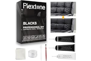 Plextone Trousse de réparation en Vinyle en Cuir Noir Meubles, Vestes, Sacs à Main, Ceintures, Chaussures, Cuir, Cuir PU. (Black)