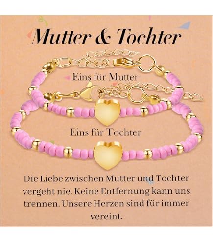 YELUWA Bracelet Mère Fille Ou Mère Fils – Lot De 2 Bracelets Assortis Cadeau Amour Maman Enfant