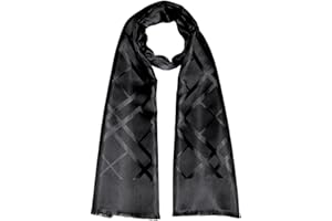 LORENZO CANA Foulard de 100% soie pour l`homme – écharpe style dandy avec les mesures de 25 x 160 cm - tissue jacquard à double épaisseur, léger et noble pour le printemps et l´été en noir argenté