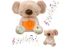 FORTIVAE Breathing Koala, Anxiety Bear, Soothing Koala for Adults, Breathing Otter Sleep Buddy with Calming music, Light, Soft Plush Toy, Gift for Baby and Adults(Pink)