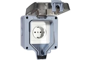 VONSERA Enchufe Exterior Estanco, Toma de Corriente Exterior IP66 con Conector de Cable y Tapa Abatible, Estancos Exterior Enchufes para Jardín, Piscina, Cocina, Baño y Garaje, Compartimento,16A