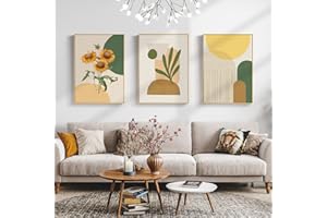 EXQULEG Zestaw 3 plakatów, obrazy dekoracyjne, żółty słonecznik, wiszący obraz w stylu boho, dekoracja ścienna, obrazy bez ramy, do salonu, sypialni, dekoracja (30 x 40 cm)