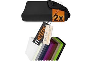 npluseins Juego de 2 fundas elásticas para cojín cervical y saludable, tamaño S, 30-35 x 45-50 cm, color negro