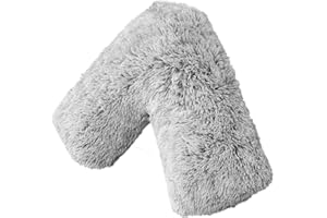LIFESTYLE COMFORT LTD LSC Orthopedic V Pillow Soft & Fluffy Sherpa Teddy HUG & SNUG Fleece Pillows to Support Head, Neck and Back V-Shaped Nursing Pillow with Non-Allergenic Pillowcase (LIGHT GREY, 70 X 35 CM)