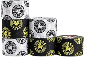 Goat Tape Scary Sticky Premium Athletic Tape, Weightlifting Tape, Thumb Tape for Hook Grip, Sticks with You Through the Toughest Fitness Workouts and Lifts, White & Black/Black & Yellow, 6 Rolls