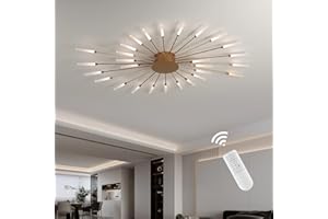MINIFAIR Plafoniera Moderna A Led Dimmerabile,28 Teste Lampada Da Soffitto A Incasso In Oro Lampadari Per Camera Dei Bambini Camera Da Letto Soggiorno Luce A Forma Di Fiore3000-6000k Con Telecomando