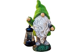 ‎KALDJKS KALDJKS Lustig Gartenzwerg Wetterfest Figur,Figur Zwerg Gartenzwerg Gartenwichtel Groß Deko Zwerg, Gartenfiguren aus Harz Wasserfest Gartenwichtel Garten Deko für Außen Gartenleuchte Balkon