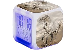 RAILONCH Wecker Pferde Tier Alarm LED Beleuchteter Wecker Digital mit Nachtlicht Night Glowing Wecker mit Licht Anzeige Zeit Geburtstagsgeschenke für Kinder (12)