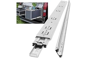 AOLISHENG Glissiere Pour Tiroir Charge Lourde 900 mm Pour Camping Car & Van Latéral Coulisse de Tiroir Sortie Totale Rail Coulissant Glissière a Bille Charge max 68 kg 1 Paire(2 pièces)