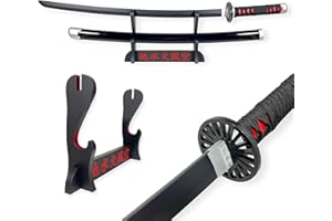 FÉENOMENN Katana Tanjiro Kamado Black Nichirin - Epée Lame Bois - Support Japonais Inclus