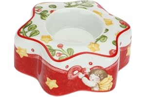THUN TEDDY FRIENDS Thun - Porta Tealight Sweet Christmas a Forma di Stella - Porcellana - Linea Sweet Christmas - Living, Arredare la Casa - 13,5x12,5x7 cm
