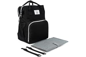 COTTONBEBE Baby Wickeltasche Rucksack, Wickelrucksack mit Tragbarer Wickelauflage, Multifunktional Reise-Rucksack Windeltasche für Mama und Papa, 42x32x20cm