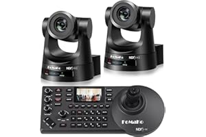 FoMaKo NDI HX3 PTZ Kamera Set, 20x Optischer Zoom KI-Auto-Tracking, mit 3G-SDI/HDMI/USB3.0/LAN(PoE), für YoTube vMix OBS Live Streaming, mit 2*KN20A Pro NDI Kamera +1* NDI PTZ Controller (BN202)