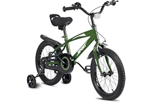 BODIOO Bicicletta per bambini 14 pollici, bicicletta per ragazzi e ragazze con ruote di supporto, telaio stabile, sedile regolabile, freno a mano e freno a contropedale, adatta per conducenti da 94 a