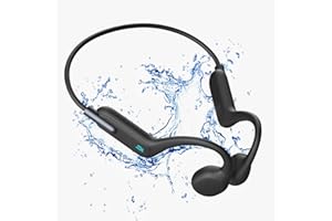 Johiear Bone Conduction Headphones For Swimming, Bluetooth Earbuds Waterproof Wireless Headphones Built-in 32GB Ultra Light Headset for Swimming Running Sports Driving (x6 bone black)