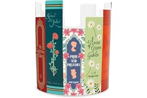 STEEL MILL AND CO. Steel Mill & Co Ceramic Desk Pot for Office/Shelf/Bedroom, Bookish Pen Holder or Small Plant Vase with Classic Literary Book Spine Design, Classic Books