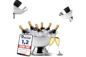 ‎KROLLMANN Krollmann Edelstahl Sektkühler Ø40 cm – Champagnerschale & Flaschenkühler für bis zu 6 Flaschen Champagner, Wein, Sekt, Bier – Silber Hochglanz poliert