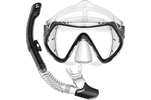 BUYCARD Snorkel Set Adults,Snorkel Mask Set Suitable For Snorkeling Diving Swimming,Scuba Snorkelling Packages,Anti-Fog 180° Panoramic View Swimming Goggles.
