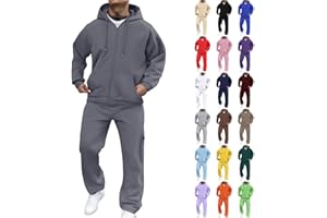 Generisch Herren Jogginganzug Einfarbig Zweiteiler Set Trainingsanzug Sportanzug Kordelzug​ Reißverschluss Freizeitanzug mit Sweatshirt und Jogginghose Baumwolle Tracksuit Casual Outfit