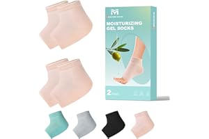 Migliore Wear 2 Pairs Moisturising Heel Socks, Gel Lining Cotton Socks for Exfoliating Dry Feet Cracked Heel Repair Treatment- Women and Men