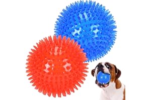 petizer Lot de 2 balles couinantes de 11 cm pour chien, balle à picots pour chien, jouet flottant pour piscine, jouets à lancer pour chiot en caoutchouc TPR pour l'ennui, nettoyage des dents pour