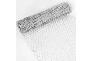 KOLAKO Chicken Wire, 40cm x 10m Chicken Wire Mesh Roll, Galvanized Hexagonal Chicken Wire Fencing, Anti-Rust Lightweight Garden Netting Fence, Poultry Wire Netting for DIY Craft, Garden Protection