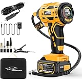 AUTDER Compressore Pneumatici Gonfiatore Cordless Portatile 21V Pompa d'Aria elettrica Auto-Stop Veloce 180PSI con manometro 