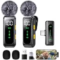 Mini Microphone à Condensateur pour iPhone, Android et PC, Micro Cravate Sans Fil Plug & Play avec Réduction du Bruit, Indicateur de Batterie et Bonnette Anti-Vent, pour YouTube, TikTok(gris foncé)