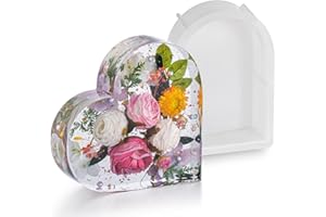 DINGFENG Große Silikonform Herz, Gießform Resin Epoxidharz Herzform, Silikonform Epoxidharz, Silikonform GießForm Resin für Basteln，Desktop Dekorationen Getrocknete Blumen Buchstützen Bilderrahmen