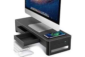 meatanty Uchwyt na monitor z 4 portami USB, 3 w 1 metalowy uchwyt na monitor komputerowy do transmisji danych i ładowania
