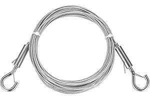 QEAPUG Drahtseil 2mmx10m, Stahlseil mit Ösen und Haken, Edelstahlseil Seilspanngarnitur, Einstellbar Stahlseil Seilaufhängung Verstellbar Drahtseile mit Schleife und Haken für Gardinen Bilder Aufhängen