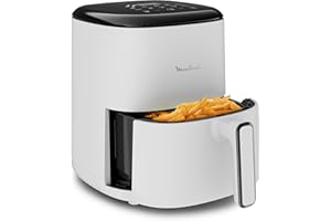 Moulinex Easy Fry Compact Friteuse sans huile, 3 L, 4 personnes, 10 programmes automatiques, Ecran digital, Format compact, air fryer EZ145A20, Beige