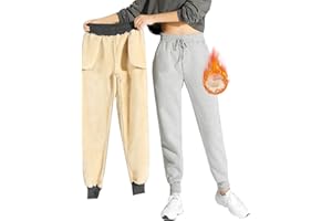 CheChury Pantalon Chandal Mujer Fleece Termico Pantalon Algodon Casual Deportivo Sueltos Largos Moda Pantalon Jogger para Mujer Pantalones Deporte con Bolsillos y Elastica Cintura Alta Ropa de Casa