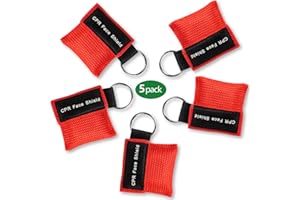 TENQUAN CPR Mask Keychain Ring 5 Pack CPR Emergency Kit Rescue Face Shields with One-Way Valve Breathing Barrier for First Aid AED Training