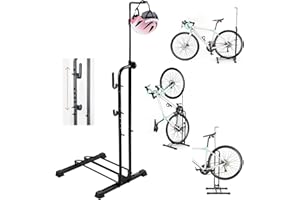 Favoto Bike Rack Stand Floor - Vertical Bike Stand for Indoor Outdoor Cycling Parking Bike Holder for 20-27.5 Inch Road Bikes Mountain Bikes Black (3-in-1)