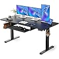 ErGear Standing Desk with Large Keyboard Tray, 160 x 70 cm Height Adjustable Electric Standing Desk Sit Stand Desk with 3 Memory Smart Pannel, Home Office Computer Desk, Black