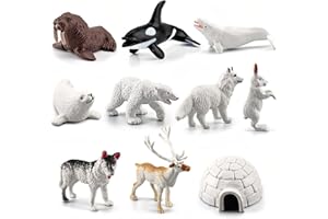 Luckious 10 Pcs Miniature Arctic Animal Models Teaching Settings Easy to Install Durable for Educational Display Realistic Classroom Home Décor Winter Themed Collectible Figurines